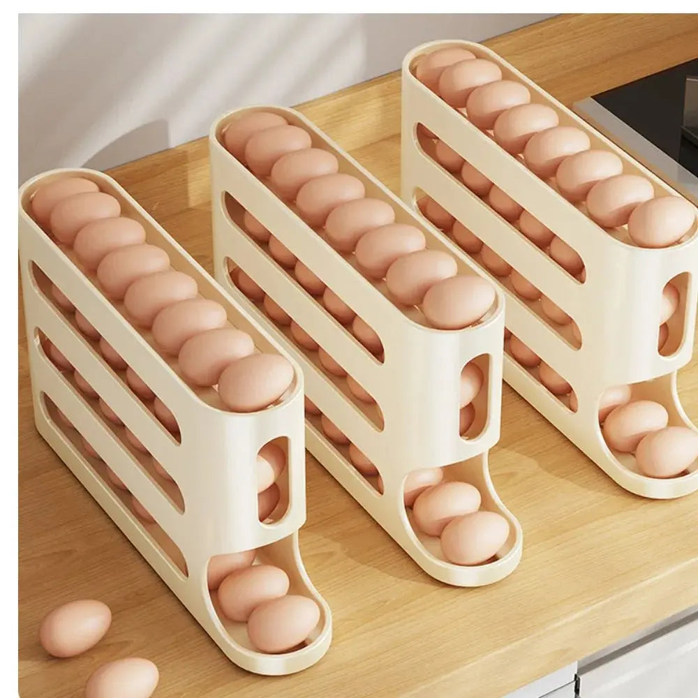 Refrigerator Egg Storage Box - 4 Tiers Fridge Egg Rack Large Capacity Egg Dispenser for Refrigerator Top100