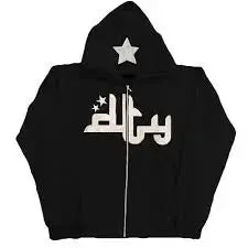 Star Printed Zip Up Hoodies Top100