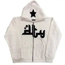 Star Printed Zip Up Hoodies Top100