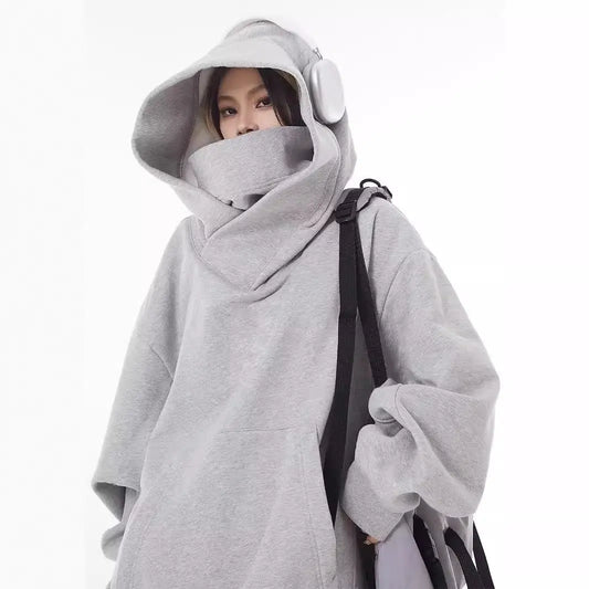 Loose High Collar Fleece Lined Hoodie Top100