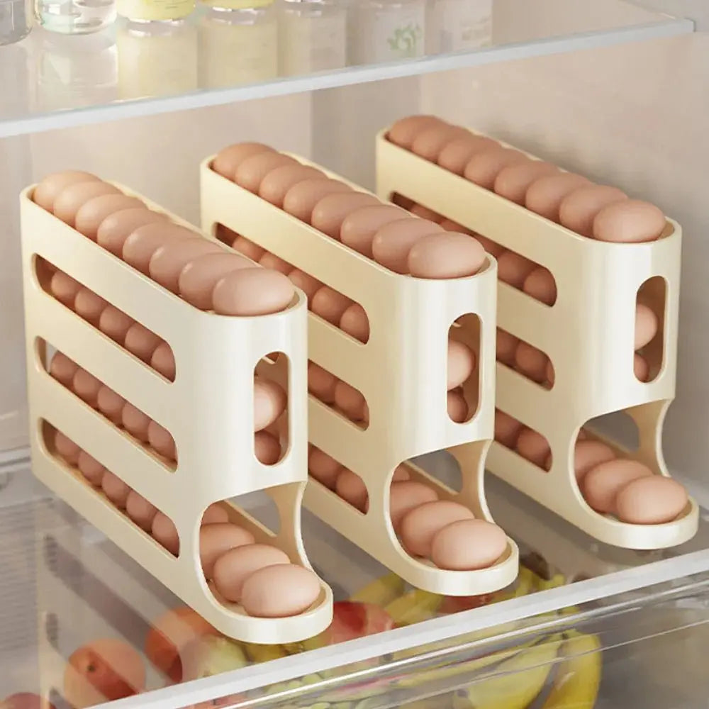 Refrigerator Egg Storage Box - 4 Tiers Fridge Egg Rack Large Capacity Egg Dispenser for Refrigerator Top100