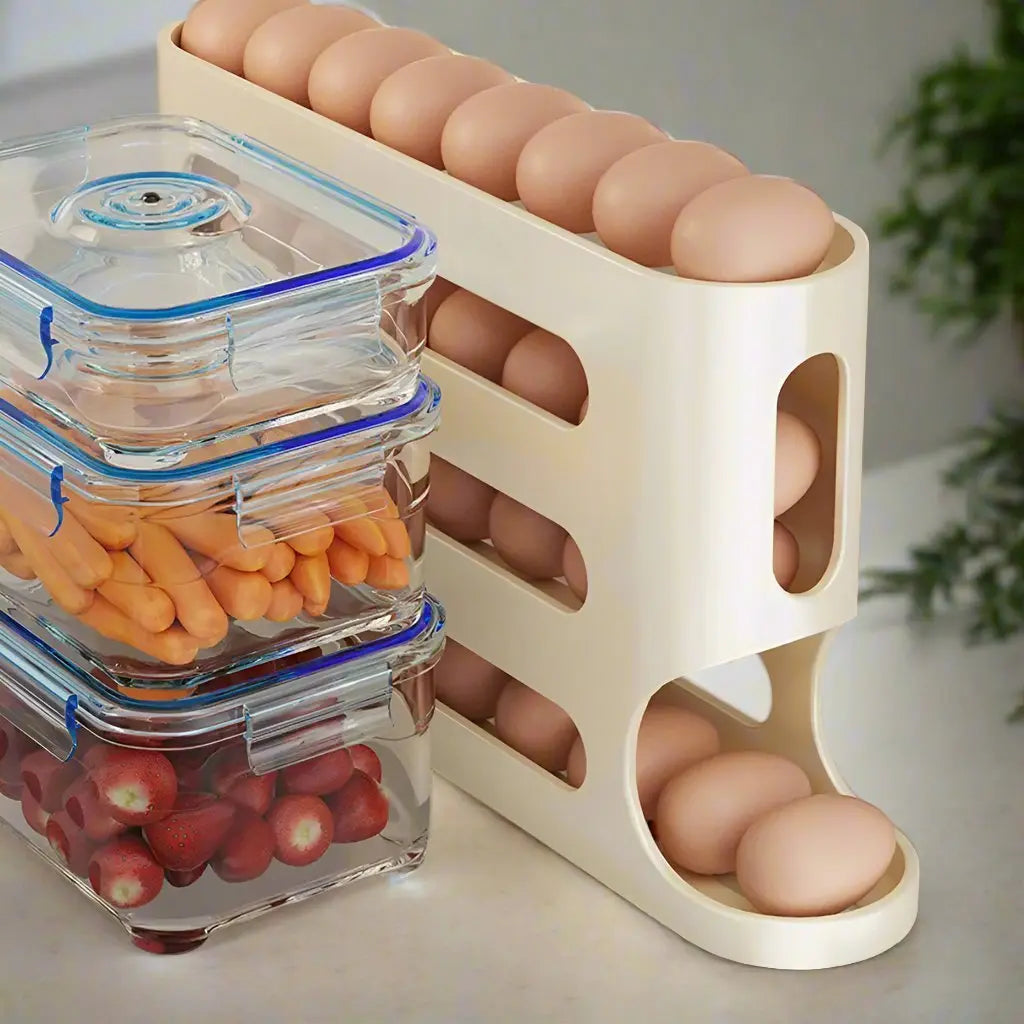 Refrigerator Egg Storage Box - 4 Tiers Fridge Egg Rack Large Capacity Egg Dispenser for Refrigerator Top100