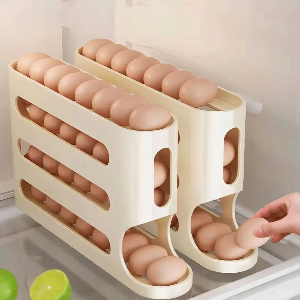 Refrigerator Egg Storage Box - 4 Tiers Fridge Egg Rack Large Capacity Egg Dispenser for Refrigerator Top100