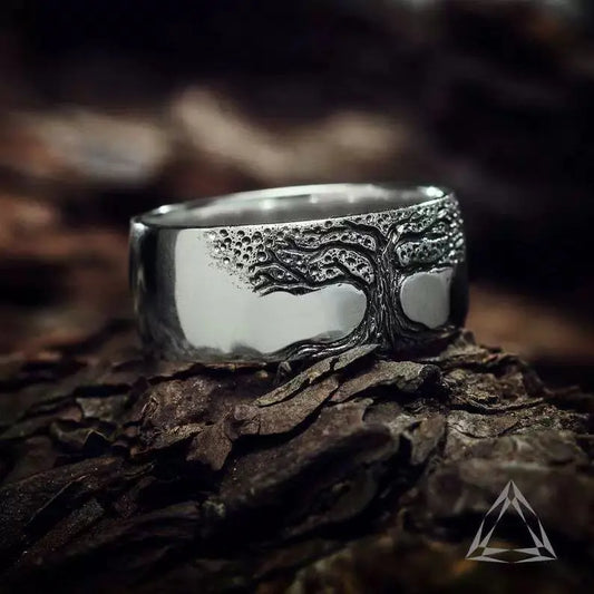 Simple Retro Carved Tree of Life Ring Top100