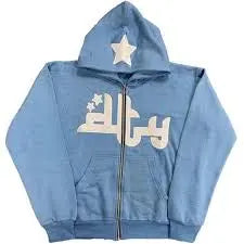 Star Printed Zip Up Hoodies Top100